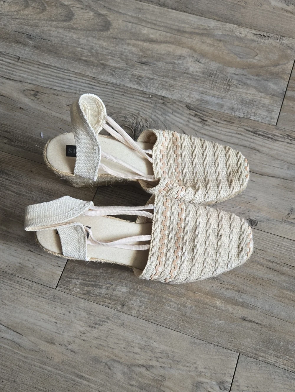 Sesto Meucci Cream Woven Espadrille Slingback Flats